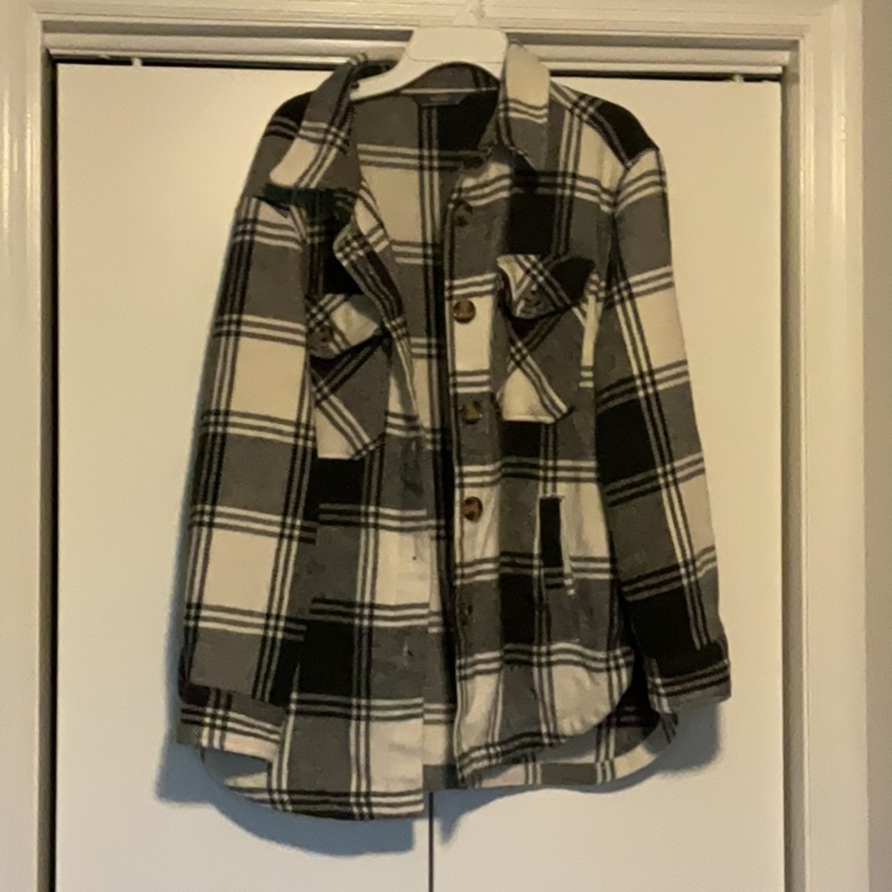 Plaid Button-Up Jacket